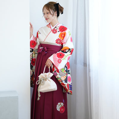 【レンタル】 袴 17点セット はいばら 袴91-99cm（身長153-170cm） 二尺袖着物 フルセット レディース 大学生 卒業式 日本製 （1020653801）