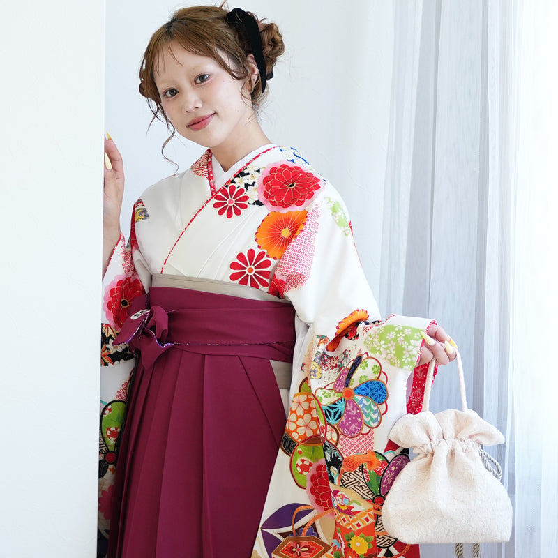 【レンタル】 袴 17点セット はいばら 袴91-99cm（身長153-170cm） 二尺袖着物 フルセット レディース 大学生 卒業式 日本製 （1020653801）