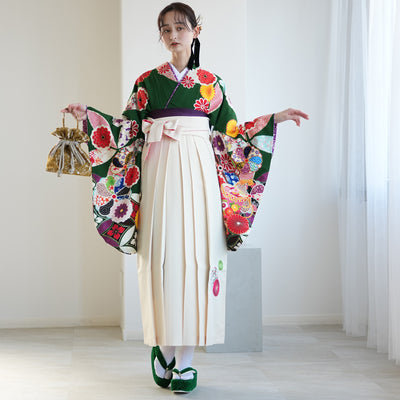 【レンタル】 袴 17点セット はいばら 袴91-99cm（身長153-170cm） 二尺袖着物 フルセット レディース 大学生 卒業式 日本製 （1020653901）