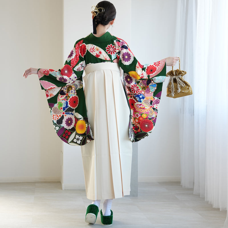 【レンタル】 袴 17点セット はいばら 袴91-99cm（身長153-170cm） 二尺袖着物 フルセット レディース 大学生 卒業式 日本製 （1020653901）