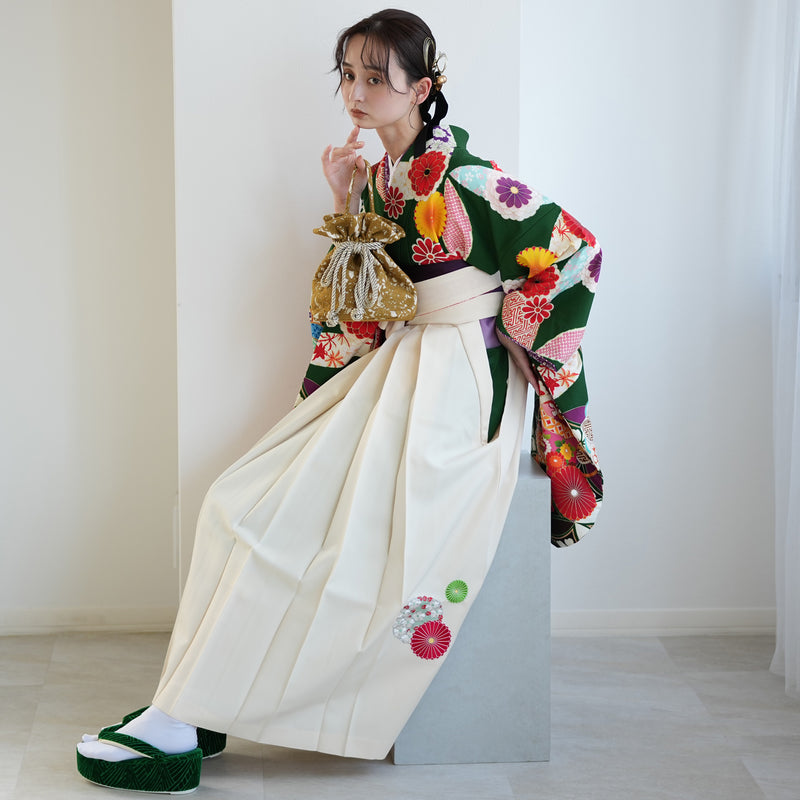 【レンタル】 袴 17点セット はいばら 袴91-99cm（身長153-170cm） 二尺袖着物 フルセット レディース 大学生 卒業式 日本製 （1020653901）