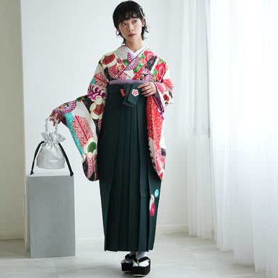 【レンタル】 袴 17点セット はいばら 袴91-99cm（身長153-170cm） 二尺袖着物 フルセット レディース 大学生 卒業式 日本製 （1020654001）