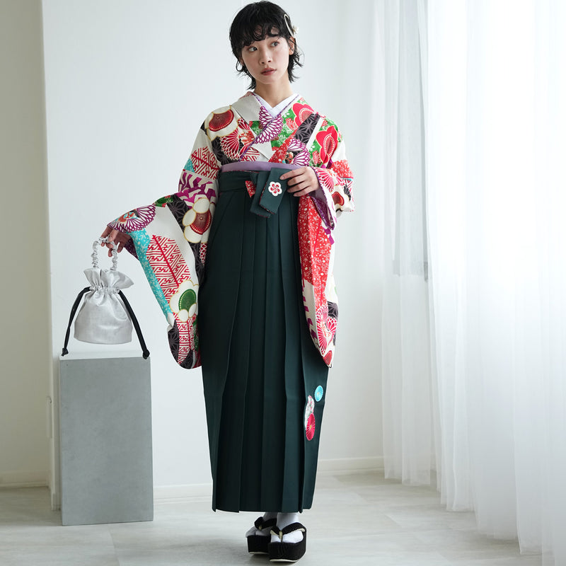 【レンタル】 袴 17点セット はいばら 袴91-99cm（身長153-170cm） 二尺袖着物 フルセット レディース 大学生 卒業式 日本製 （1020654001）