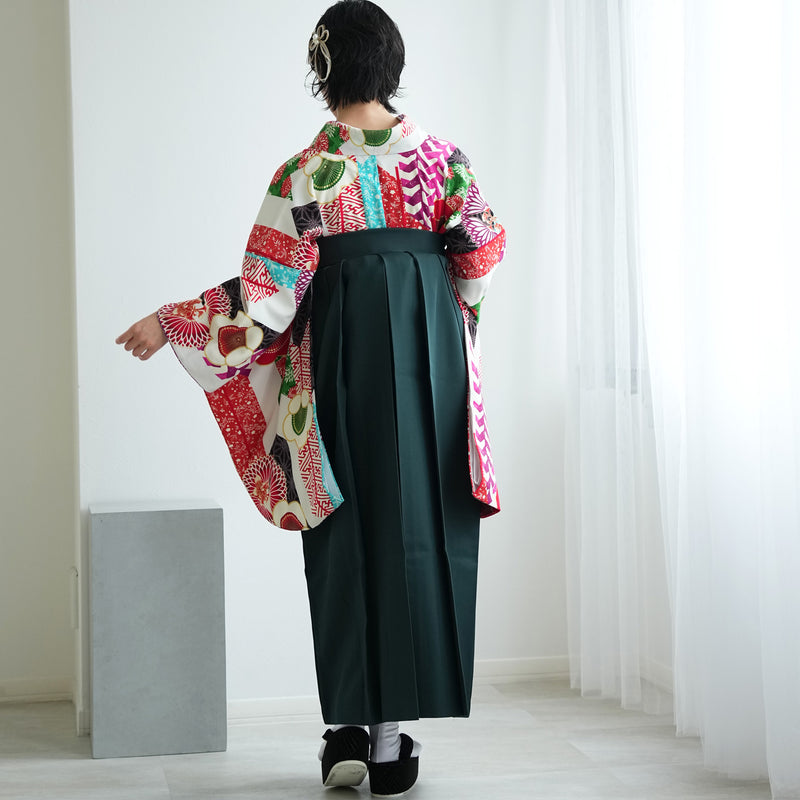 【レンタル】 袴 17点セット はいばら 袴91-99cm（身長153-170cm） 二尺袖着物 フルセット レディース 大学生 卒業式 日本製 （1020654001）