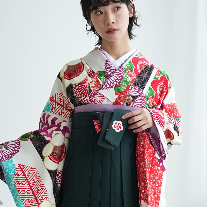 【レンタル】 袴 17点セット はいばら 袴91-99cm（身長153-170cm） 二尺袖着物 フルセット レディース 大学生 卒業式 日本製 （1020654001）