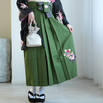 【レンタル】九重 2尺袖 袴 17点セット 91-99cm 日本製 レトロモダン系 糸菊 黒系（1020654701）