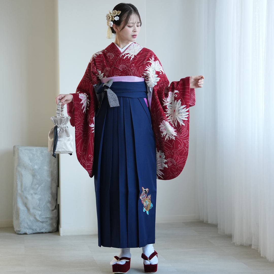 レンタル品】九重 2尺袖 袴 17点セット 91-99cm 日本製 レトロモダン系