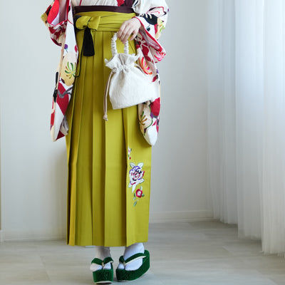 【レンタル】紅一点 2尺袖 袴 17点セット 91-99cm 日本製 レトロモダン系 梅 白系（1020655101）