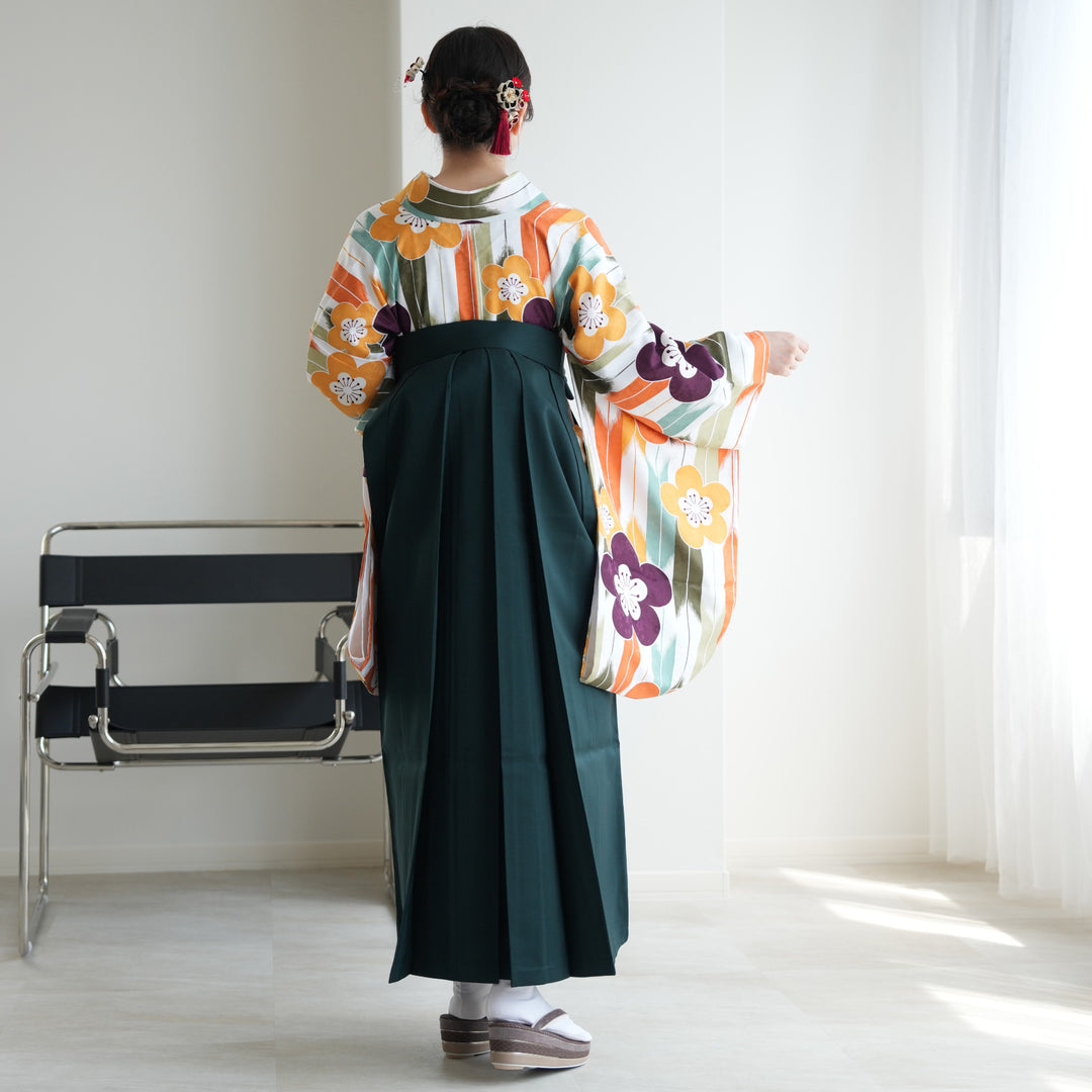 【utatane】ひよこ商店 二尺袖(重ね襟縫い付け済み） レンタル】 袴 17点セット ひよこ商店 二尺袖着物 レトロポップ