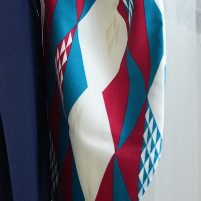 【レンタル】ひよこ商店 2尺袖 袴 17点セット 91cm レトロモダン系 幾何学 マルチ系（1020663811）