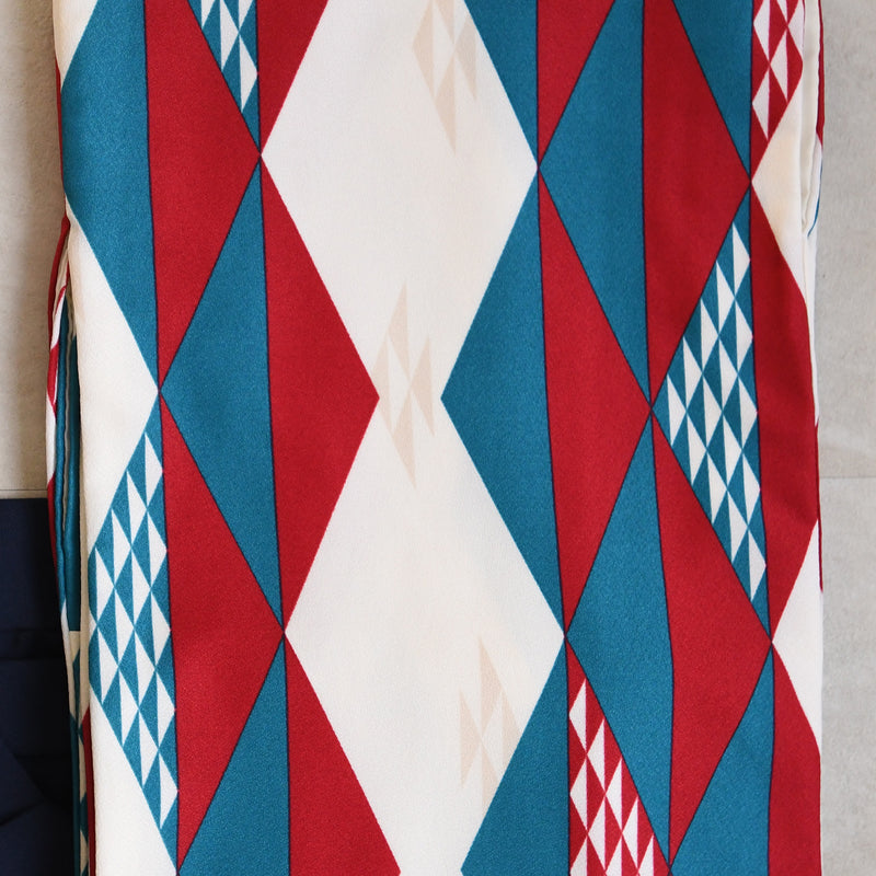 【レンタル】ひよこ商店 2尺袖 袴 17点セット 91cm レトロモダン系 幾何学 マルチ系（1020663811）