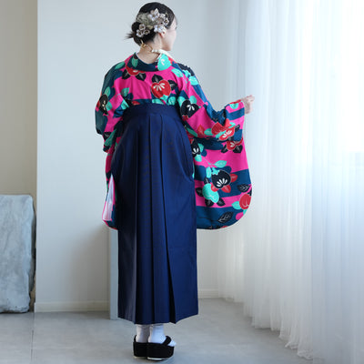 【レンタル】2尺袖 袴 17点セット 91cm レトロモダン系 花 マルチ系（1020667711）