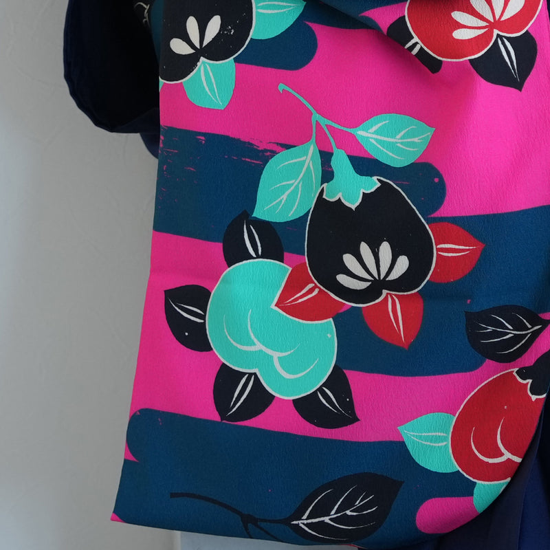 【レンタル】2尺袖 袴 17点セット 91cm レトロモダン系 花 マルチ系（1020667711）