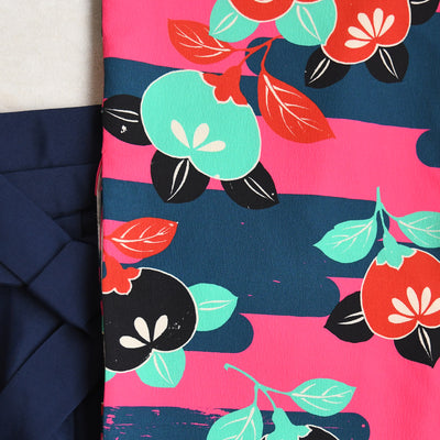 【レンタル】2尺袖 袴 17点セット 91cm レトロモダン系 花 マルチ系（1020667711）