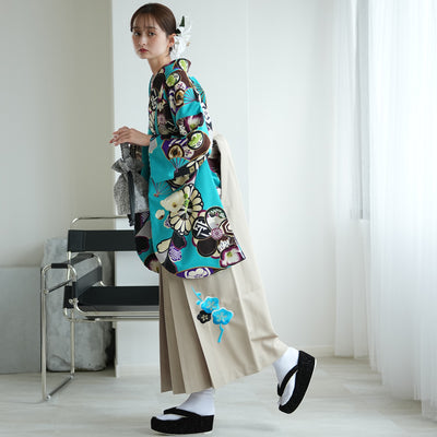 【レンタル】 袴 17点セット JAPANSTYLE×中村里砂 袴91-99cm（身長153-170cm） 二尺袖着物 フルセット レディース 大学生 卒業式 重ね衿縫い付済 （1020675001）