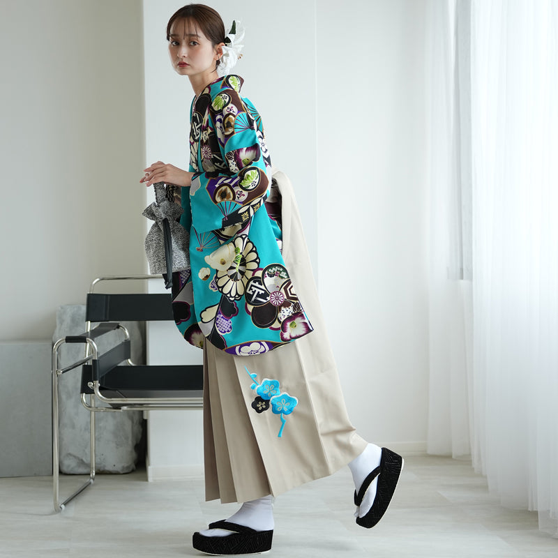 【レンタル】 袴 17点セット JAPANSTYLE×中村里砂 袴91-99cm（身長153-170cm） 二尺袖着物 フルセット レディース 大学生 卒業式 重ね衿縫い付済 （1020675001）