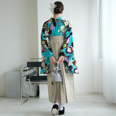 【レンタル】 袴 17点セット JAPANSTYLE×中村里砂 袴91-99cm（身長153-170cm） 二尺袖着物 フルセット レディース 大学生 卒業式 重ね衿縫い付済 （1020675001）