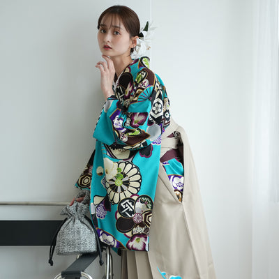 【レンタル】 袴 17点セット JAPANSTYLE×中村里砂 袴91-99cm（身長153-170cm） 二尺袖着物 フルセット レディース 大学生 卒業式 重ね衿縫い付済 （1020675001）