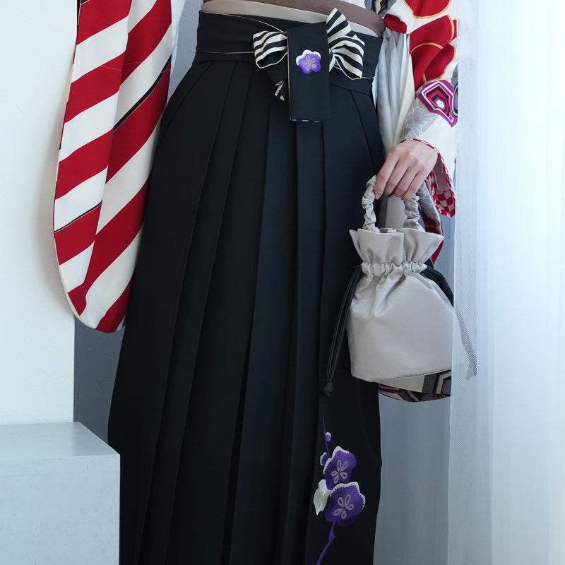 【レンタル】 袴 17点セット JAPAN STYLE  袴91-99cm（身長153-170cm） 二尺袖着物 フルセット レディース 大学生 卒業式 重ね衿縫い付済 （1020675101）