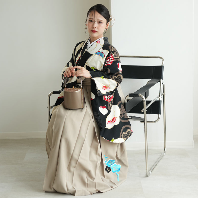 【レンタル】 袴 17点セット JAPAN STYLE  袴91-99cm（身長153-170cm） 二尺袖着物 フルセット レディース 大学生 卒業式 重ね衿縫い付済（1020675201）