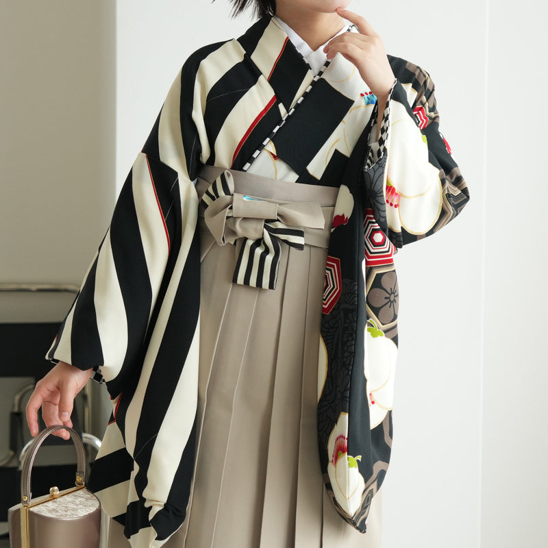 【レンタル】 袴 17点セット JAPAN STYLE  袴91-99cm（身長153-170cm） 二尺袖着物 フルセット レディース 大学生 卒業式 重ね衿縫い付済（1020675201）