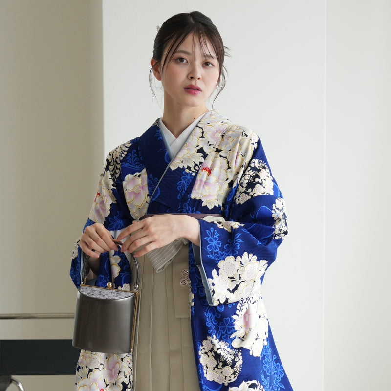 【レンタル】 袴 17点セット NATURAL BEAUTY 袴91-99cm（身長153-170cm） 二尺袖着物 フルセット レディース 大学生 卒業式 日本製 （1020675301）