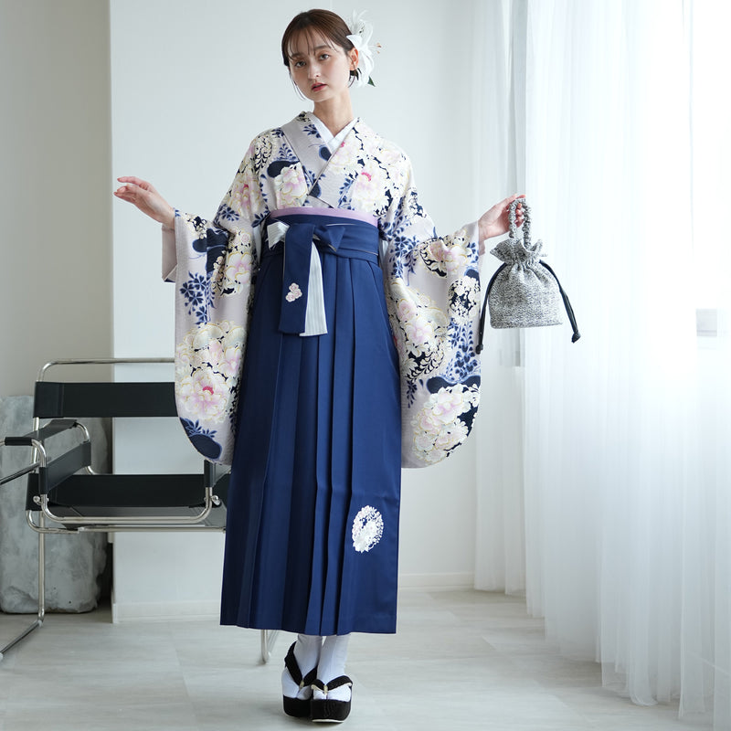 【レンタル】 袴 17点セット NATURAL BEAUTY 袴91-99cm（身長153-170cm） 二尺袖着物 フルセット レディース 大学生 卒業式 日本製 （1020675401）