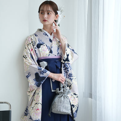 【レンタル】 袴 17点セット NATURAL BEAUTY 袴91-99cm（身長153-170cm） 二尺袖着物 フルセット レディース 大学生 卒業式 日本製 （1020675401）