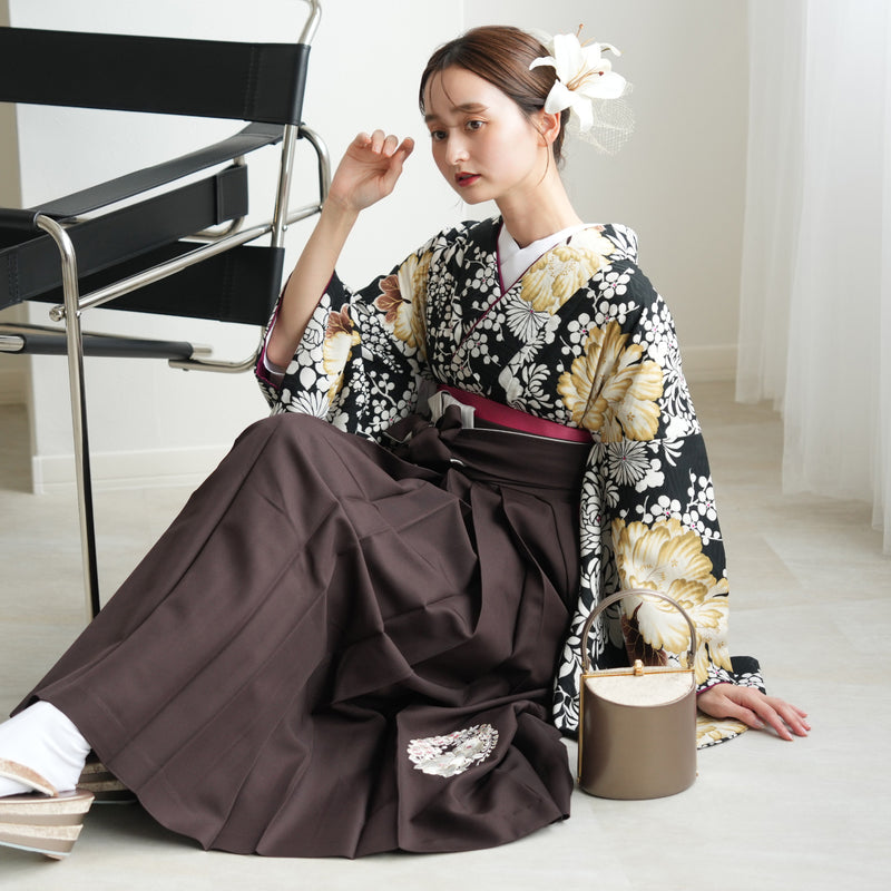 【レンタル】 袴 17点セット NATURAL BEAUTY 袴91-99cm（身長153-170cm） 二尺袖着物 フルセット レディース 大学生 卒業式 日本製 （1020675601）