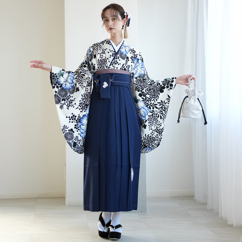 【レンタル】 袴 17点セット NATURAL BEAUTY 袴91-99cm（身長153-170cm） 二尺袖着物 フルセット レディース 大学生 卒業式 日本製 （1020675701）