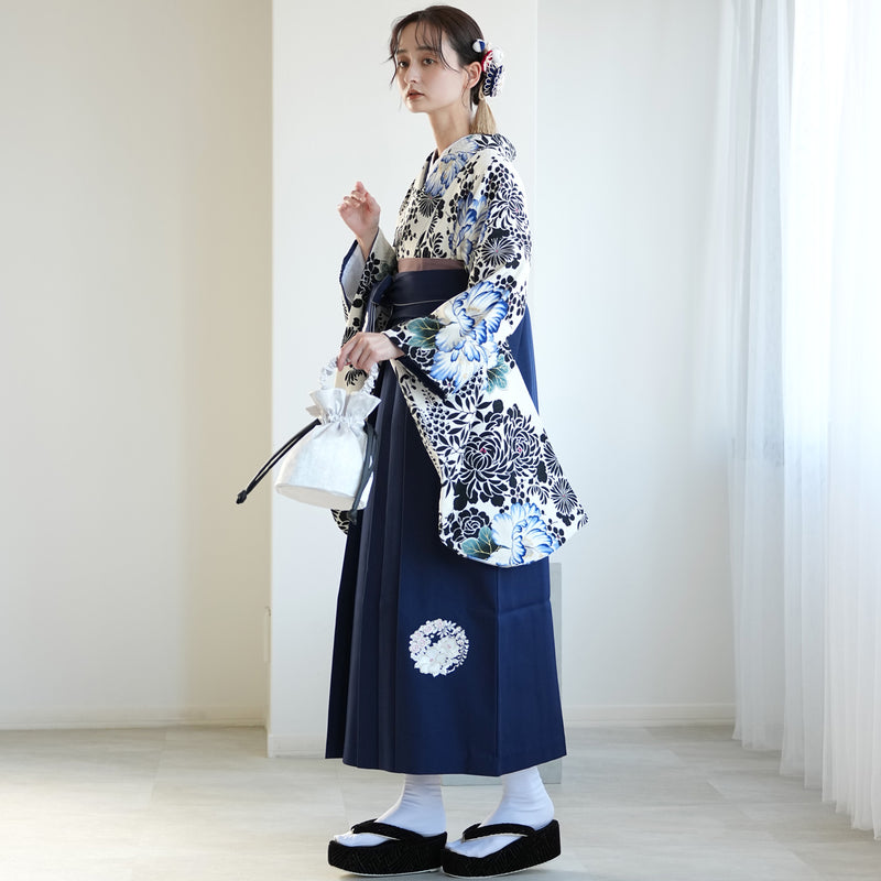 【レンタル】 袴 17点セット NATURAL BEAUTY 袴91-99cm（身長153-170cm） 二尺袖着物 フルセット レディース 大学生 卒業式 日本製 （1020675701）