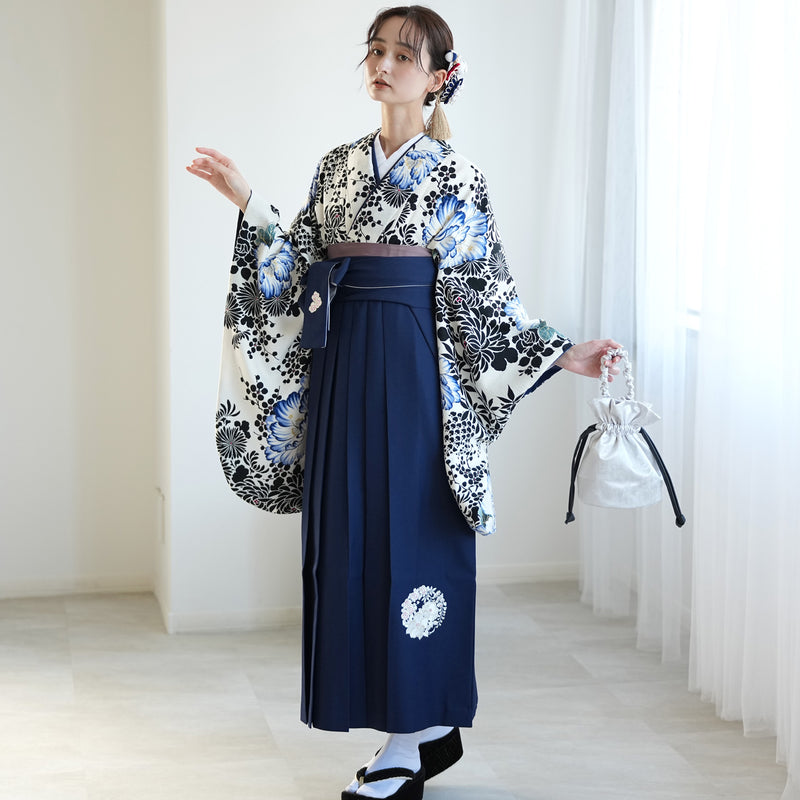 【レンタル】 袴 17点セット NATURAL BEAUTY 袴91-99cm（身長153-170cm） 二尺袖着物 フルセット レディース 大学生 卒業式 日本製 （1020675701）