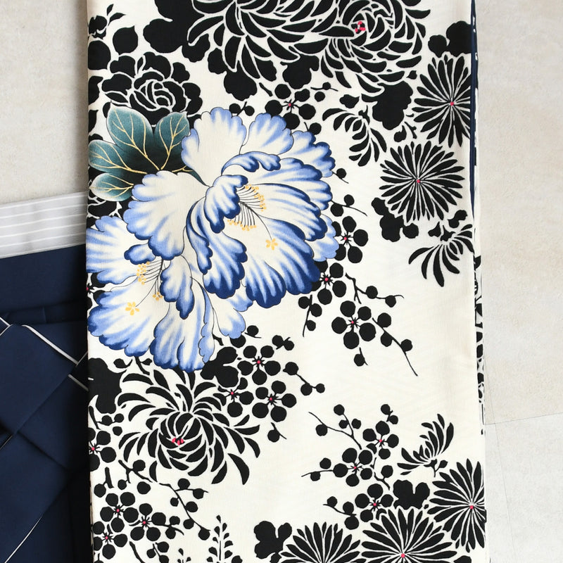 【レンタル】 袴 17点セット NATURAL BEAUTY 袴91-99cm（身長153-170cm） 二尺袖着物 フルセット レディース 大学生 卒業式 日本製 （1020675701）