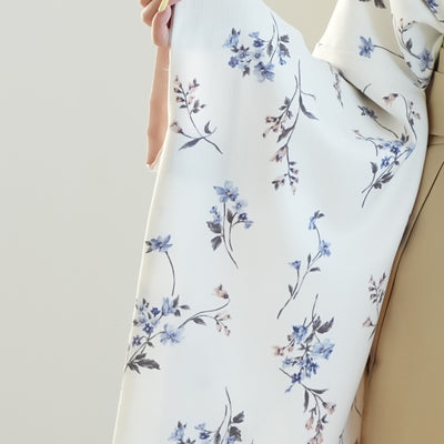 【レンタル】2尺袖 袴 17点セット 91cm 国産生地 レトロモダン系 花柄 白系（1020683211）