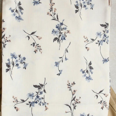 【レンタル】2尺袖 袴 17点セット 91cm 国産生地 レトロモダン系 花柄 白系（1020683211）