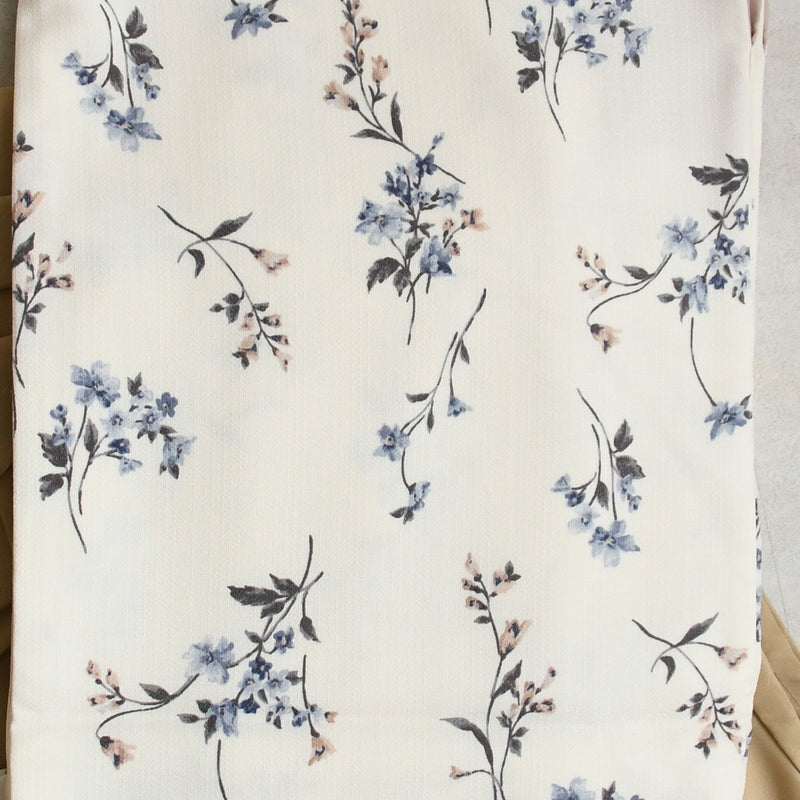 【レンタル】2尺袖 袴 17点セット 91cm 国産生地 レトロモダン系 花柄 白系（1020683211）