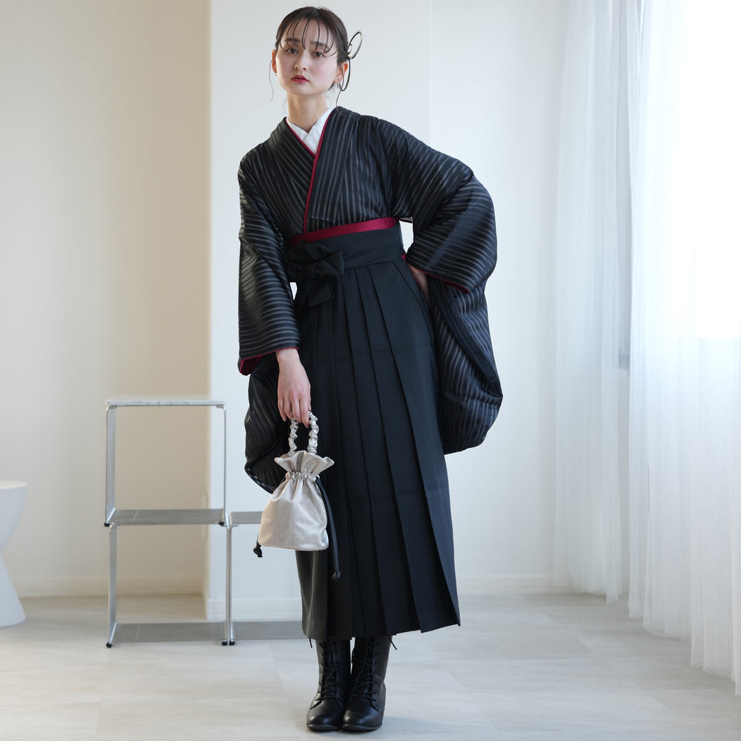 (7-117)馬乗袴　2尺1寸　黒縞　ストライプ　踊袴 Amazon | [KIMONOMACHI] 袴 縞袴 男性袴 馬乗り袴 単品「黒