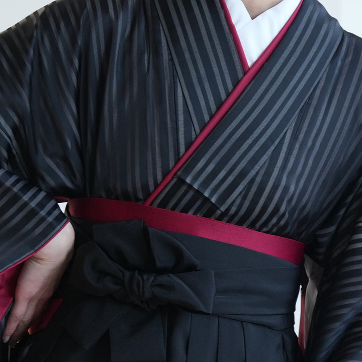 紫白幕 1間×5間(縦 約1.8m 幅 約9m) 綿100% 使用品 シミ有り レンタル品】2尺袖 袴 17点セット 91cm 国産生地 レトロモダン系