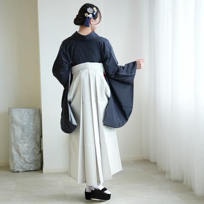 【レンタル】2尺袖 袴 17点セット 91cm 国産生地 レトロモダン系 ドット 黒系（1020684711）