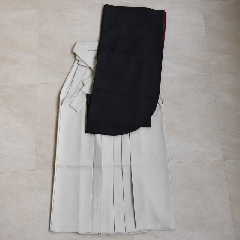 【レンタル】2尺袖 袴 17点セット 91cm 国産生地 レトロモダン系 ドット 黒系（1020684711）