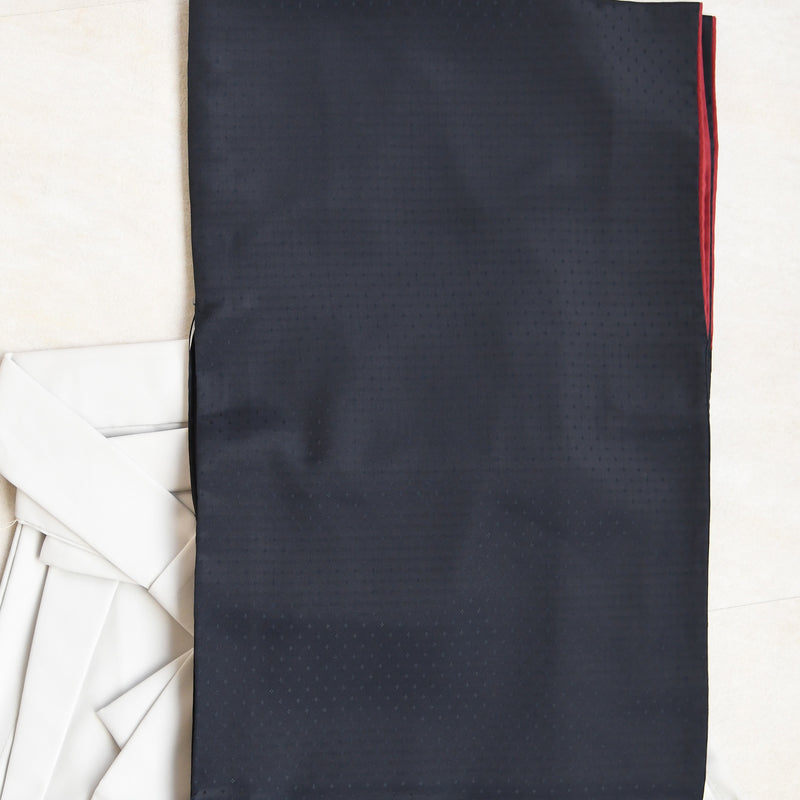 【レンタル】2尺袖 袴 17点セット 91cm 国産生地 レトロモダン系 ドット 黒系（1020684711）