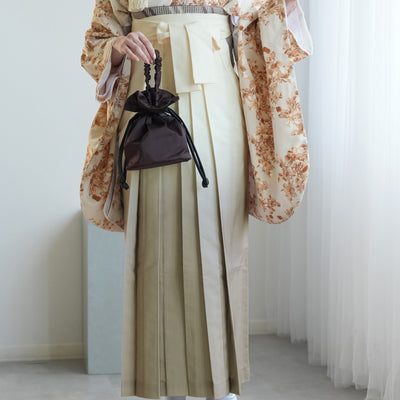 【レンタル】utatane 2尺袖 袴 17点セット 91-99cm 国産生地 大人 綺麗系 花柄 茶系（1020687201）