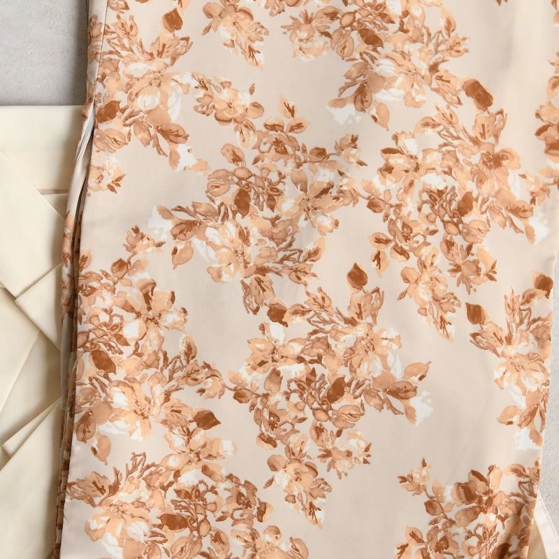 【レンタル】utatane 2尺袖 袴 17点セット 91-99cm 国産生地 大人 綺麗系 花柄 茶系（1020687201）