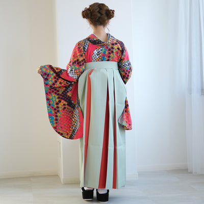 【レンタル】 袴 17点セット モダンアンテナ 袴91-99cm（身長153-170cm） 二尺袖着物 フルセット レディース 大学生 卒業式 日本製 （1020696801）