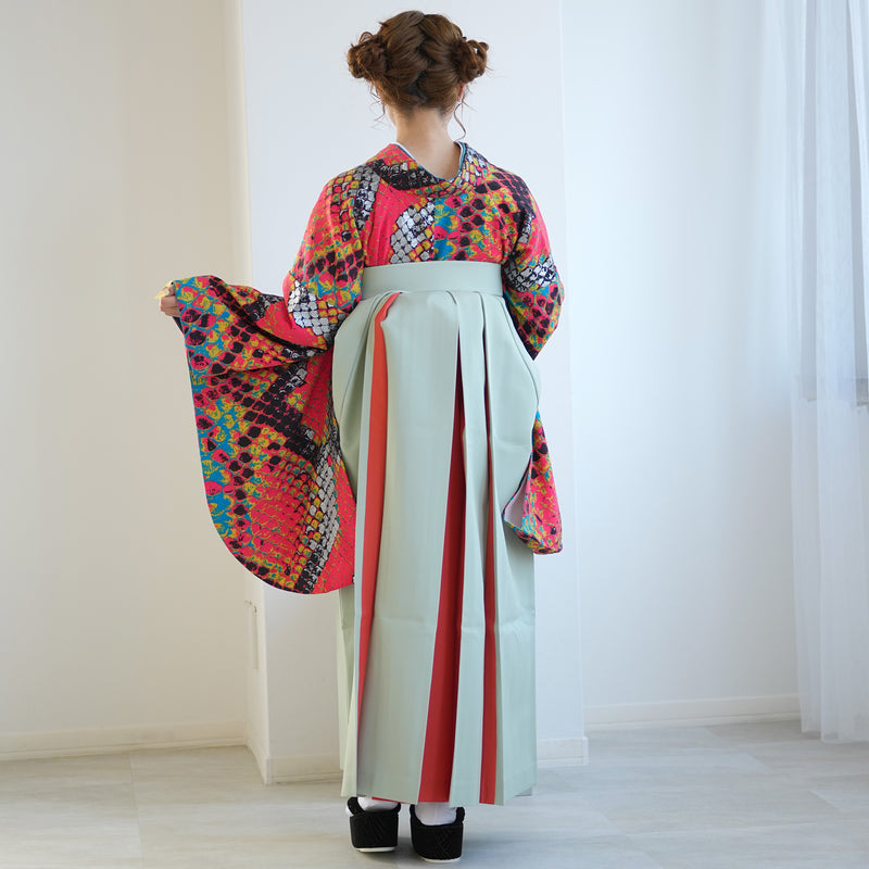 【レンタル】 袴 17点セット モダンアンテナ 袴91-99cm（身長153-170cm） 二尺袖着物 フルセット レディース 大学生 卒業式 日本製 （1020696801）