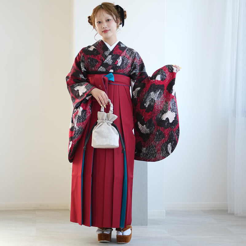 【レンタル】 袴 17点セット モダンアンテナ 袴91-99cm（身長153-170cm） 二尺袖着物 フルセット レディース 大学生 卒業式 日本製 （1020696901）