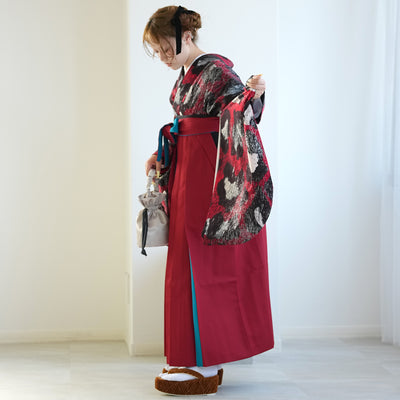 【レンタル】 袴 17点セット モダンアンテナ 袴91-99cm（身長153-170cm） 二尺袖着物 フルセット レディース 大学生 卒業式 日本製 （1020696901）