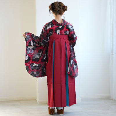 【レンタル】 袴 17点セット モダンアンテナ 袴91-99cm（身長153-170cm） 二尺袖着物 フルセット レディース 大学生 卒業式 日本製 （1020696901）