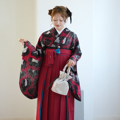 【レンタル】 袴 17点セット モダンアンテナ 袴91-99cm（身長153-170cm） 二尺袖着物 フルセット レディース 大学生 卒業式 日本製 （1020696901）