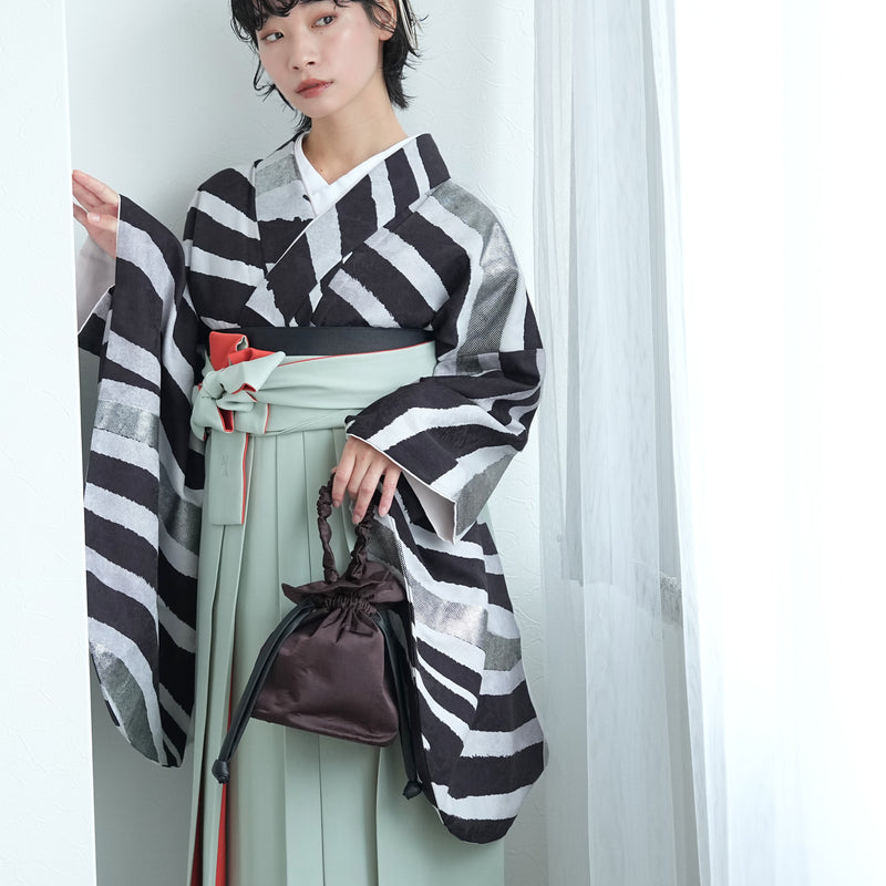 【レンタル】 袴 17点セット モダンアンテナ 袴91-99cm（身長153-170cm） 二尺袖着物 フルセット レディース 大学生 卒業式 日本製 （1020697001）